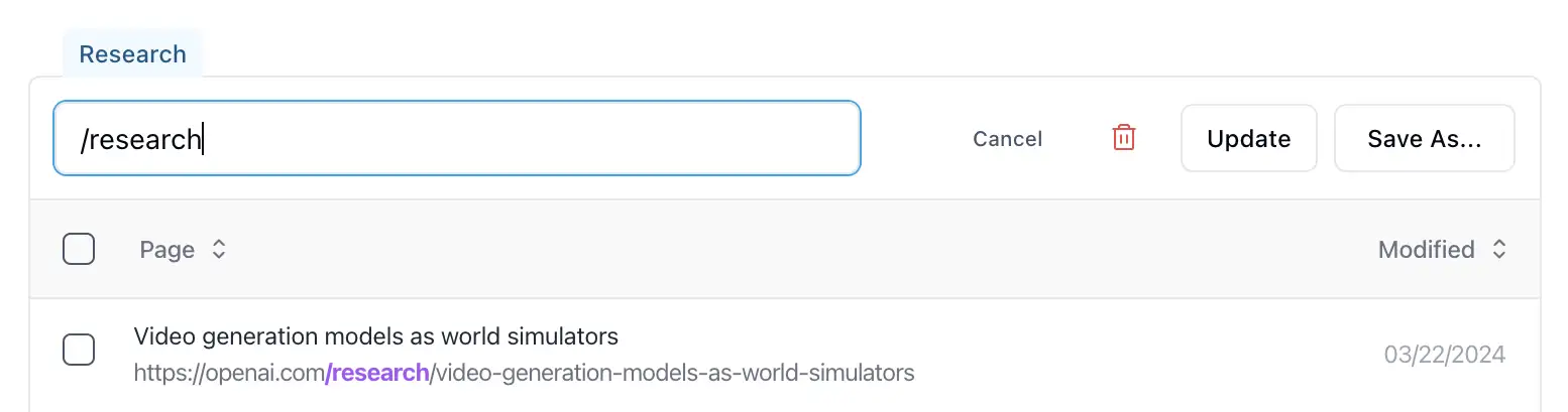 Sitemap segments